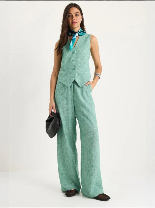 Ensemble trois pièces avec pantalon taille haute, gilet et doublure lucci - Kiabi Ensemble trois pièces avec pantalon taille haute, gilet et doublure lucci - Kiabi