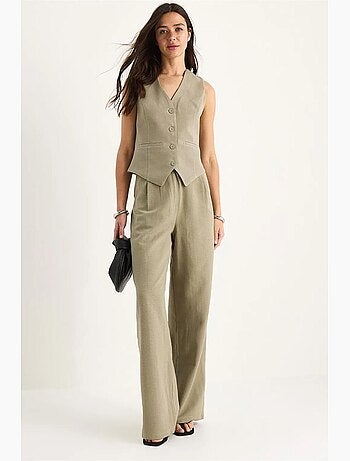 Ensemble trois pièces avec pantalon taille haute, gilet et doublure lucci