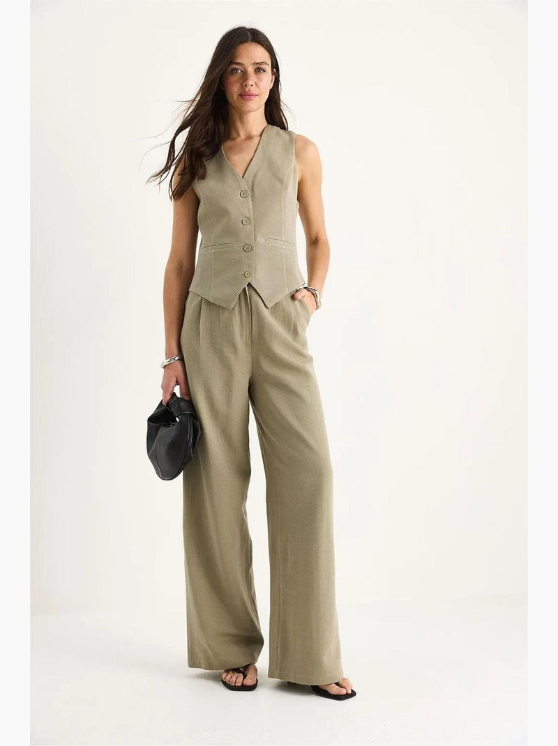 Ensemble trois pièces avec pantalon taille haute, gilet et doublure lucci Vert menthe - Kiabi