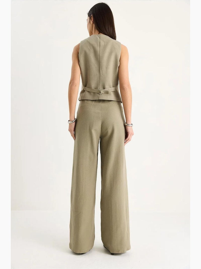 Ensemble trois pièces avec pantalon taille haute, gilet et doublure lucci Vert menthe - Kiabi