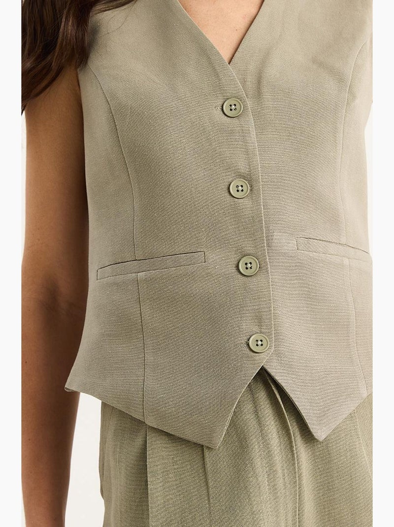 Ensemble trois pièces avec pantalon taille haute, gilet et doublure lucci Vert menthe - Kiabi