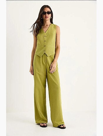 Ensemble trois pièces avec pantalon taille haute, gilet et doublure lucci