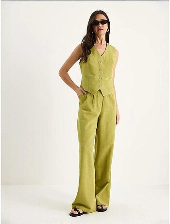 Ensemble trois pièces avec pantalon taille haute, gilet et doublure lucci
