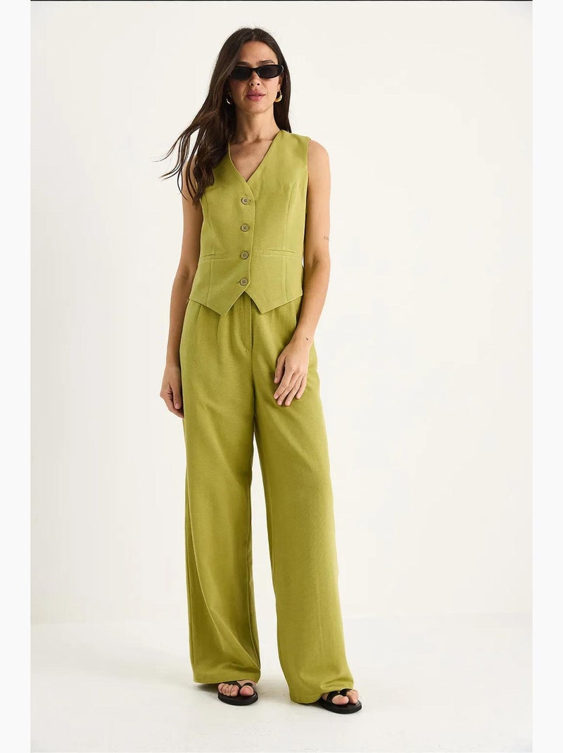 Ensemble trois pièces avec pantalon taille haute, gilet et doublure lucci Vert tilleul - Kiabi