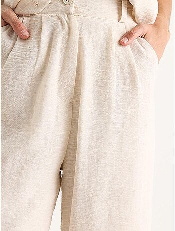 Ensemble trois pièces bianco avec pantalon taille haute, gilet et doublure lucci