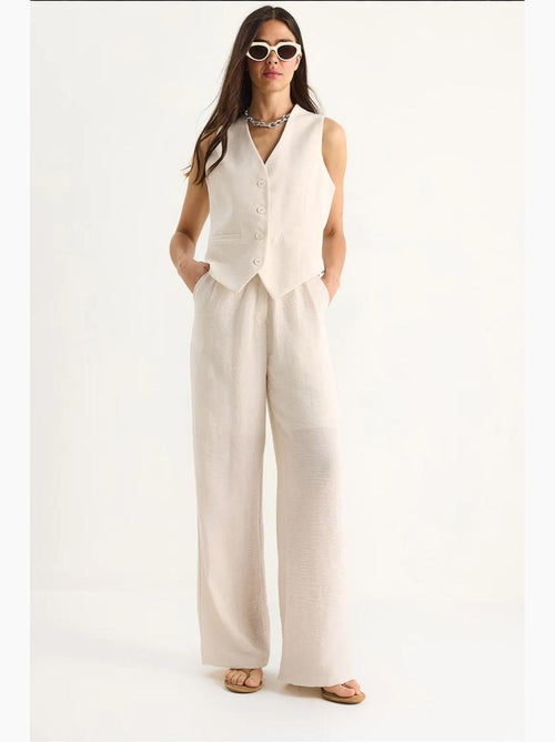Ensemble trois pièces bianco avec pantalon taille haute, gilet et doublure lucci - Kiabi Ensemble trois pièces bianco avec pantalon taille haute, gilet et doublure lucci - Kiabi