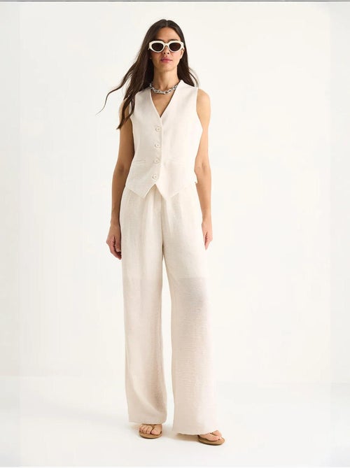 Ensemble trois pièces bianco avec pantalon taille haute, gilet et doublure lucci - Kiabi Ensemble trois pièces bianco avec pantalon taille haute, gilet et doublure lucci - Kiabi