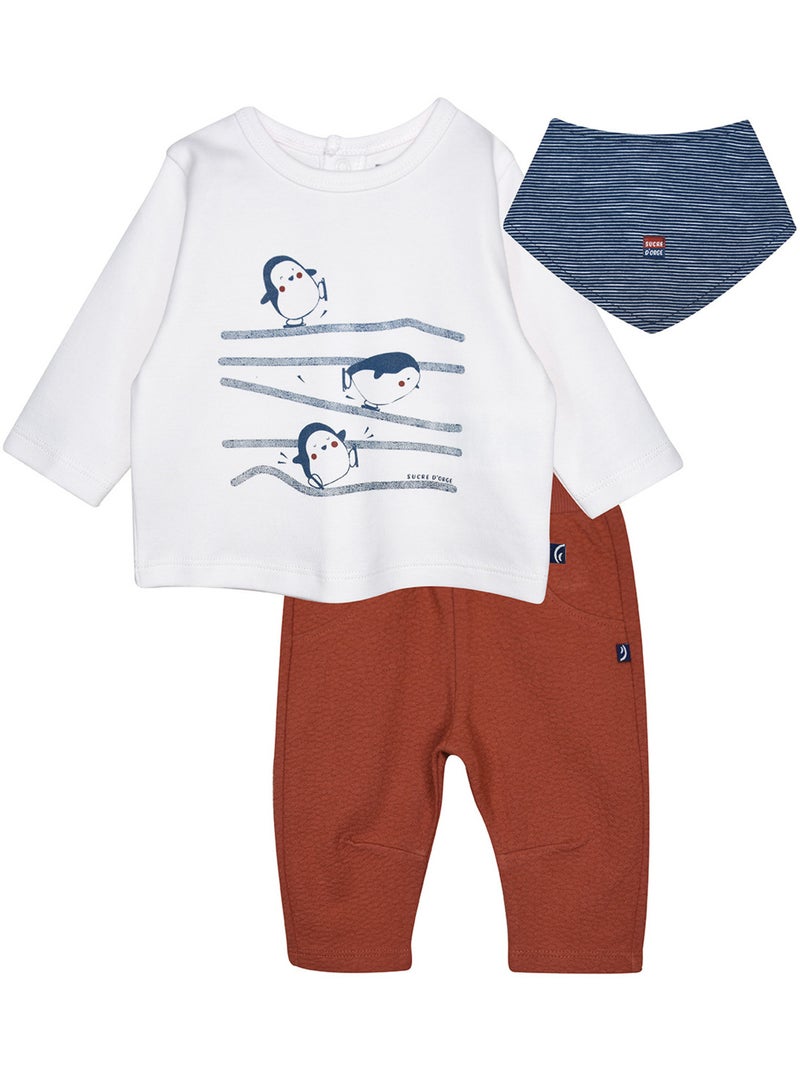 Ensemble tshirt manches longues pantalon bavoir Paco Beige - Kiabi