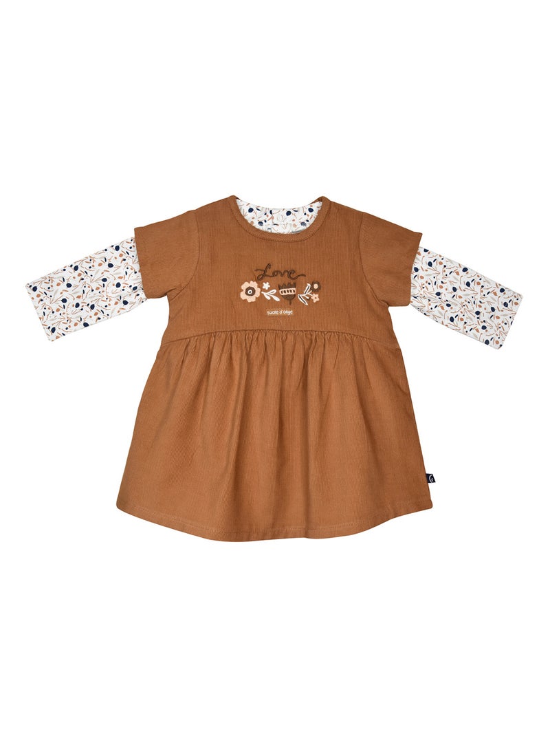 ENSEMBLE TSHIRT ROBE MARIANE VELOURS COTELE Marron - Kiabi