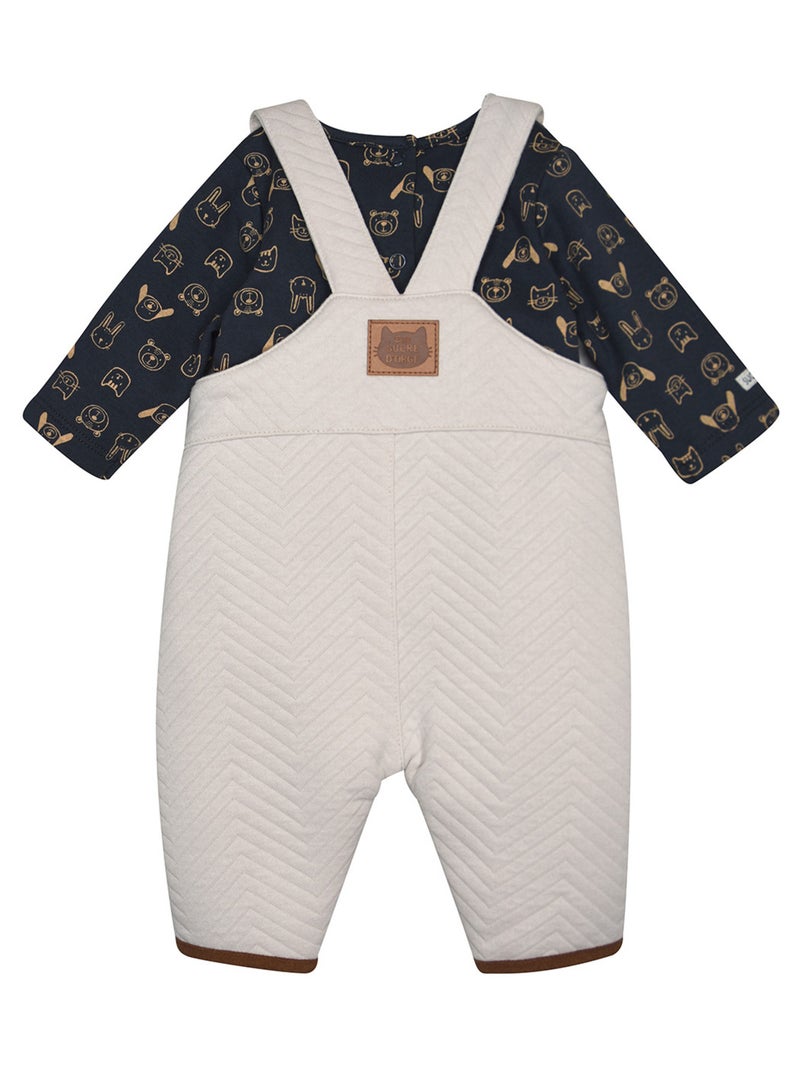 Ensemble tshirt salopette en maille Pacome Beige - Kiabi