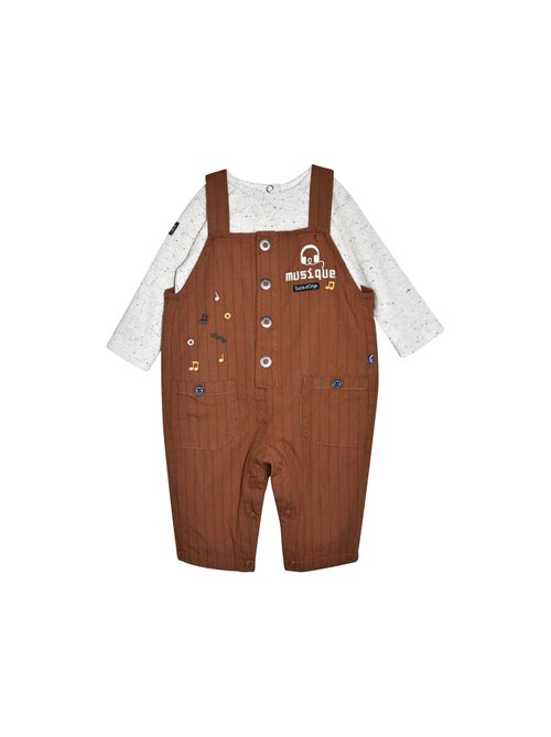 Ensemble tshirt salopette en tisse teint Philbert - Kiabi