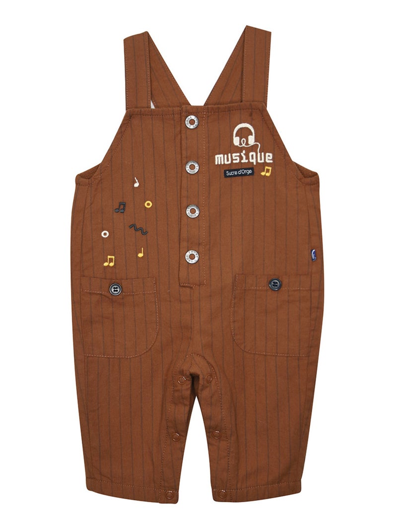 Ensemble tshirt salopette en tisse teint Philbert Marron - Kiabi