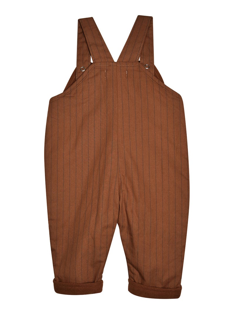 Ensemble tshirt salopette en tisse teint Philbert Marron - Kiabi