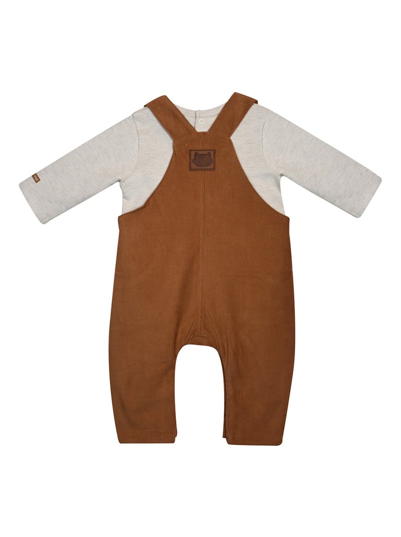 ENSEMBLE TSHIRT SALOPETTE LONGUE MARTIAL VELOURS COTELE Marron - Kiabi