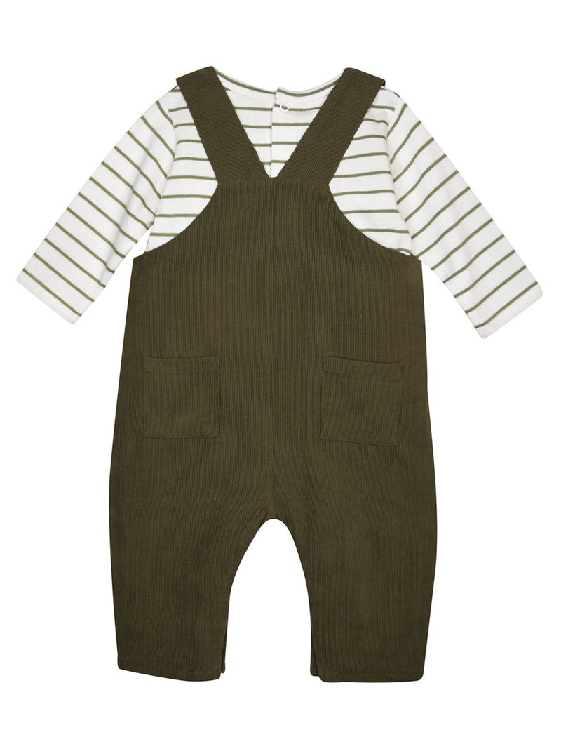 Ensemble Tshirt salopette longue velours cotelé Pascal Vert - Kiabi