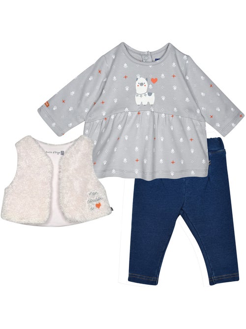 Ensemble tunic jegging gilet ss mches phie maille - Kiabi