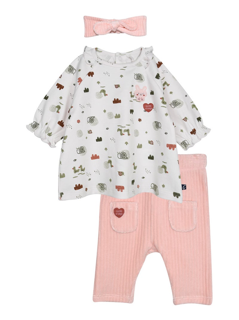 Ensemble tunique jegging bandeau en maille Pia Blanc Rose - Kiabi