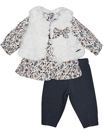 Ensemble tunique legging gilet sans manches Perle