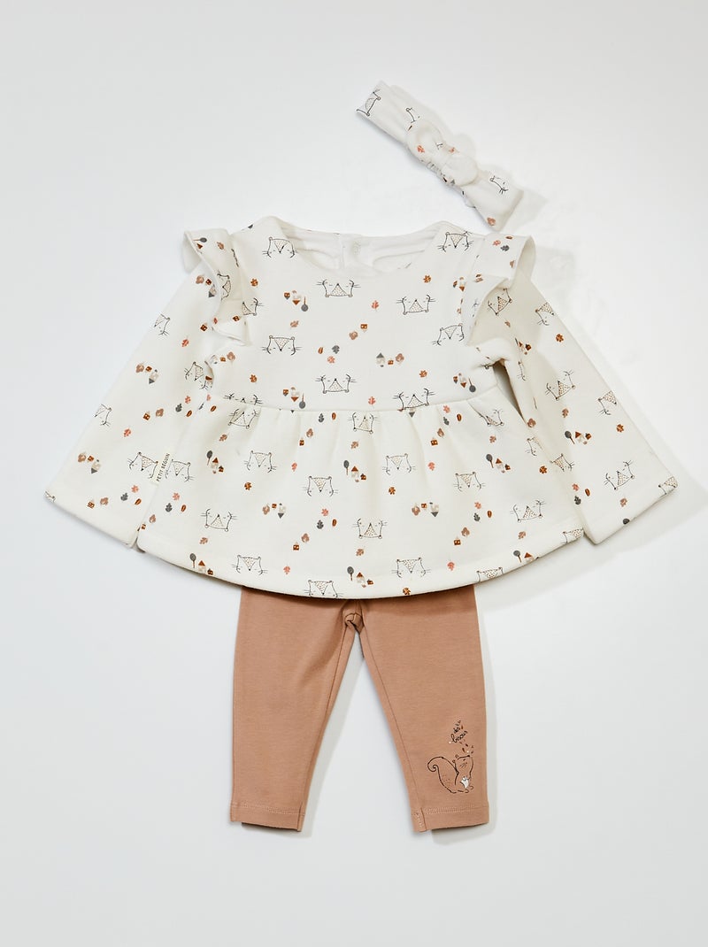Ensemble tunique + legging 'Petit Beguin' Ecru/beige - Kiabi