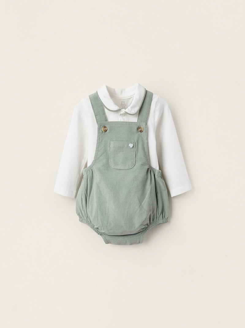 Ensemble velours côtelé, bretelles réglables NOVEAUX NATURE Vert clair - Kiabi