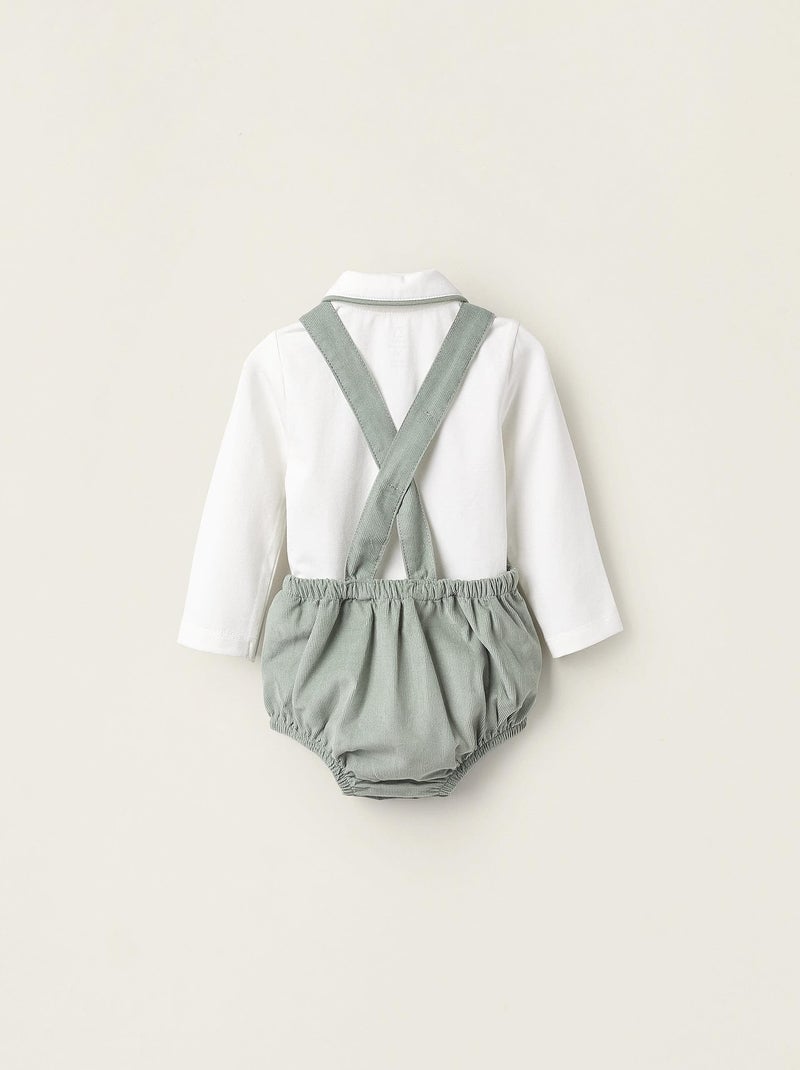 Ensemble velours côtelé, bretelles réglables NOVEAUX NATURE Vert clair - Kiabi