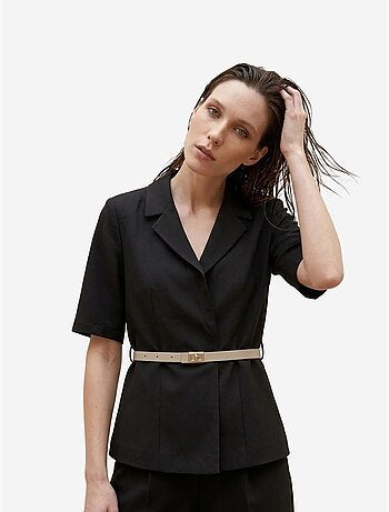 Ensemble veste courte et pantalon large ceinturé my fashion