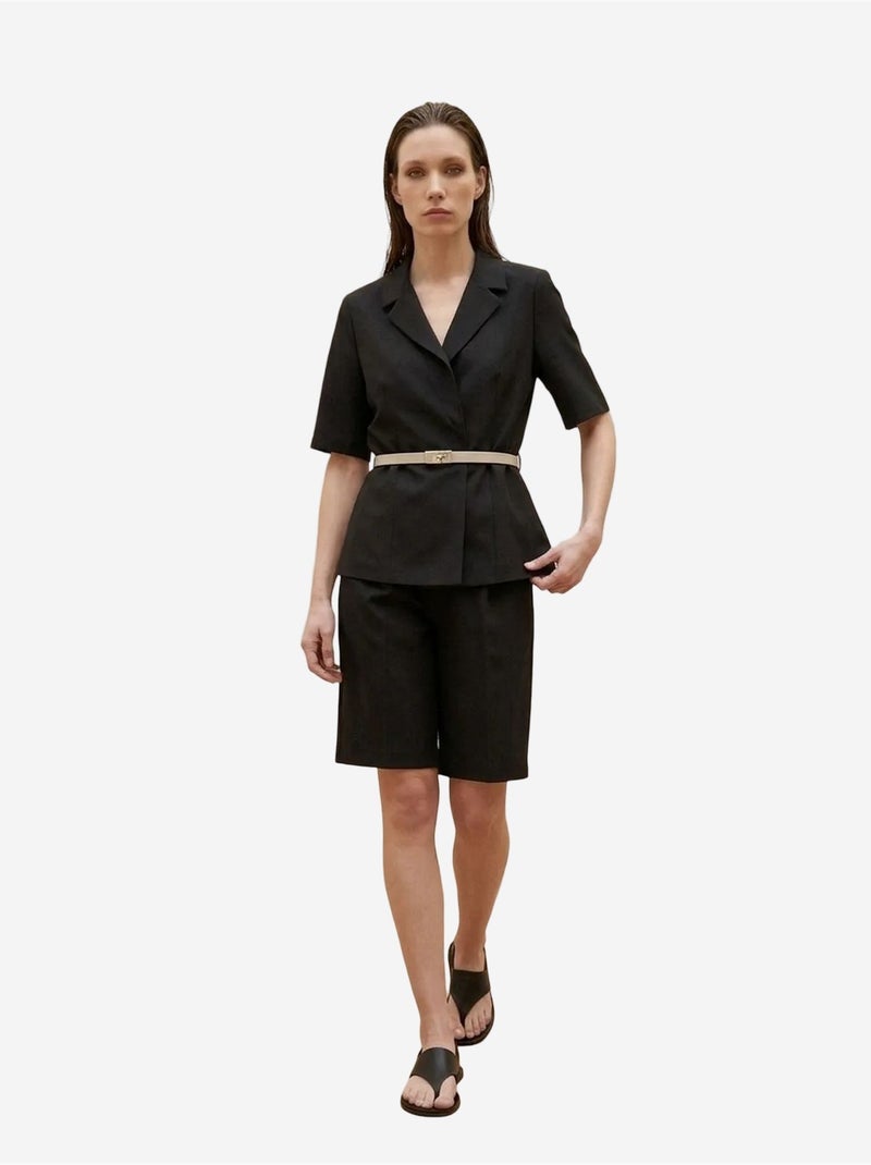 Ensemble veste courte et pantalon large ceinturé my fashion Noir - Kiabi