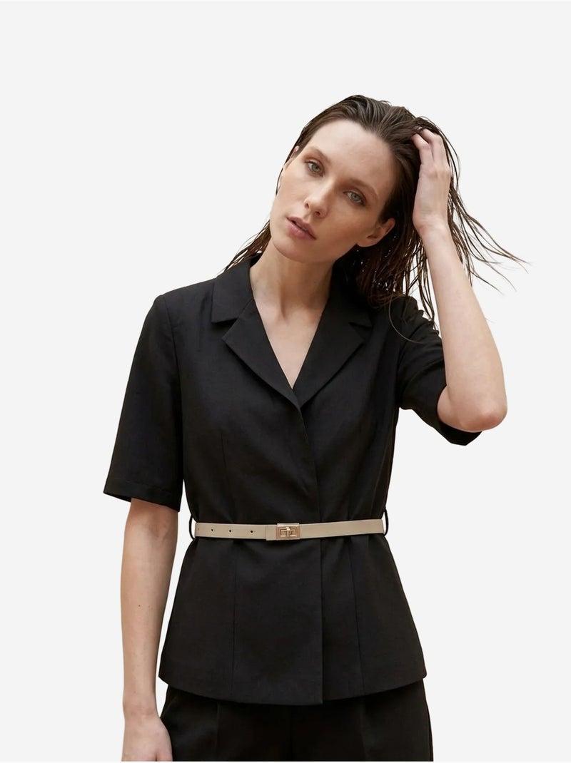 Ensemble veste courte et pantalon large ceinturé my fashion Noir - Kiabi