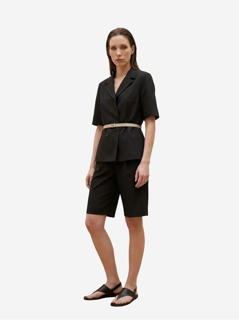 Ensemble veste courte et pantalon large ceinturé my fashion Noir - Kiabi