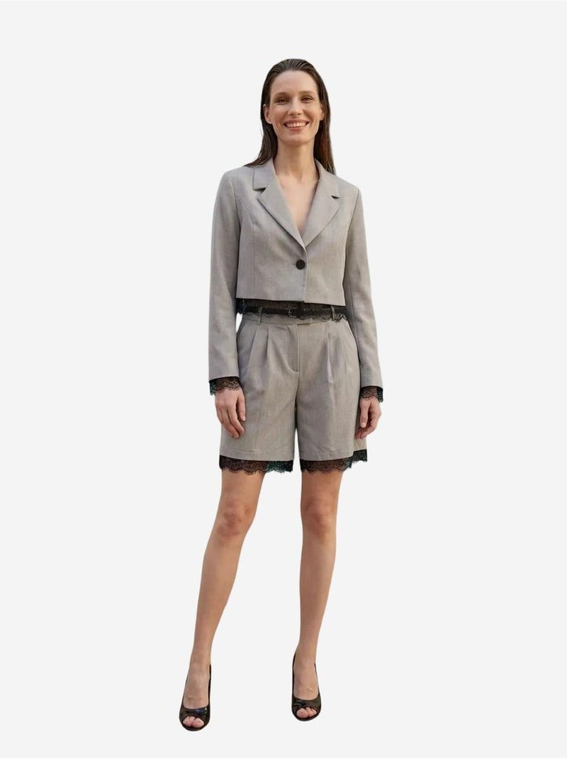 Ensemble veste courte et pantalon large my fashion Gris clair - Kiabi