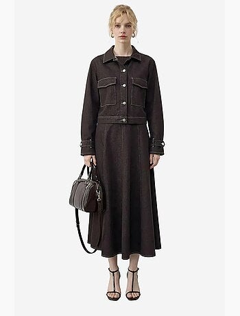 Ensemble veste en denim et pantalon large lucci