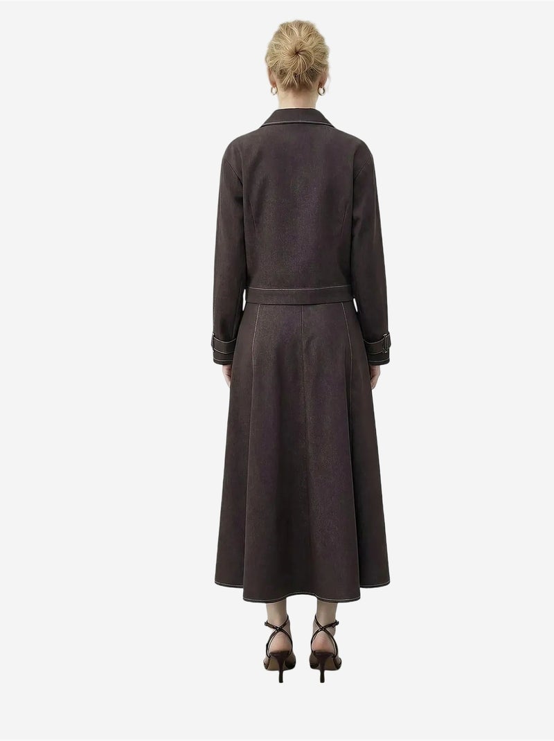 Ensemble veste en denim et pantalon large lucci Marron foncé - Kiabi