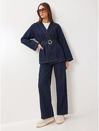 Ensemble veste et pantalon large en gabardine de coton istanbul