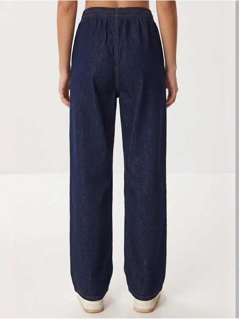 Ensemble veste et pantalon large en gabardine de coton istanbul Bleu marine - Kiabi