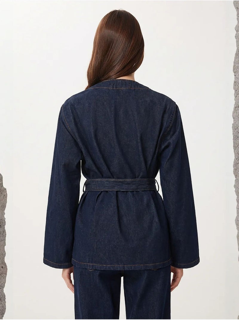 Ensemble veste et pantalon large en gabardine de coton istanbul Bleu marine - Kiabi