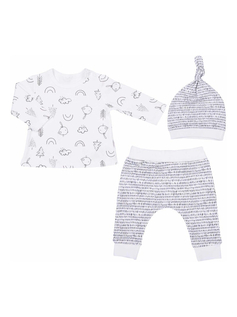 Ensemble vêtements Bébé  3 pièces, SWEET BIRDS Blanc - Kiabi