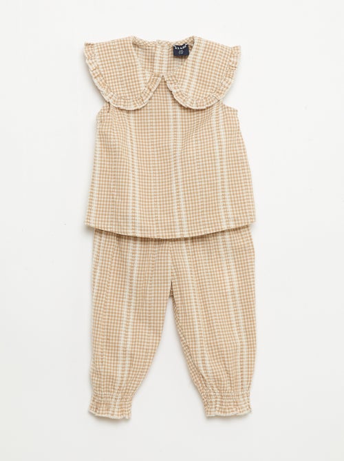 Ensemble vichy 2 pièces blouse + pantalon - Kiabi