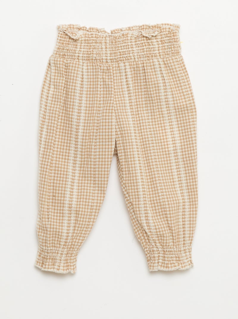 Ensemble vichy 2 pièces blouse + pantalon Marron - Kiabi
