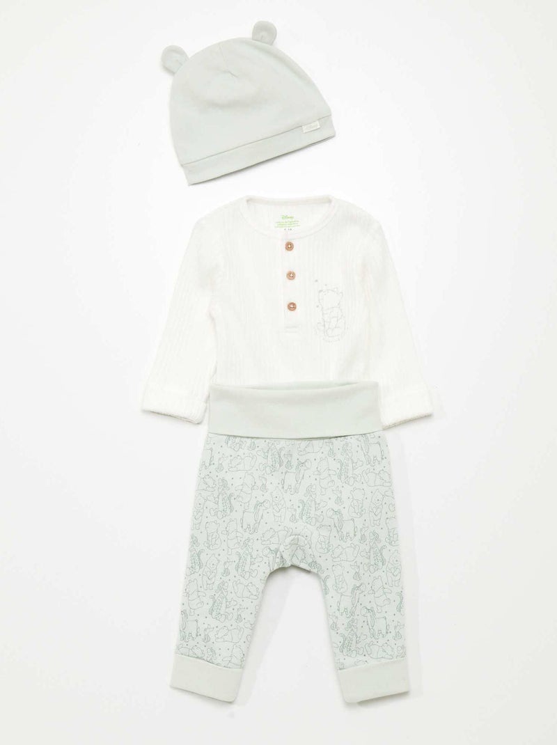 Ensemble 'Winnie l'ourson' de 'Disney' : body + pantalon + bonnet - 3 pièces Bleu - Kiabi