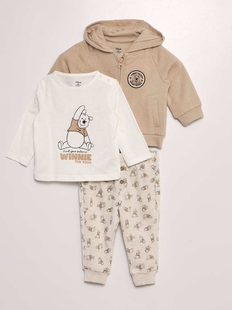 Ensemble 'Winnie' t-shirt + sweat + pantalon - 3 pièces Beige - Kiabi