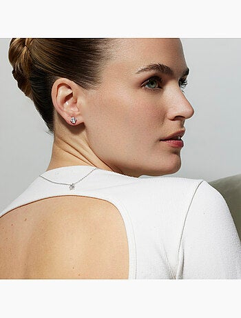 Ensembles en argent sterling 925 avec zircone brillante, finition rhodium - Jacue