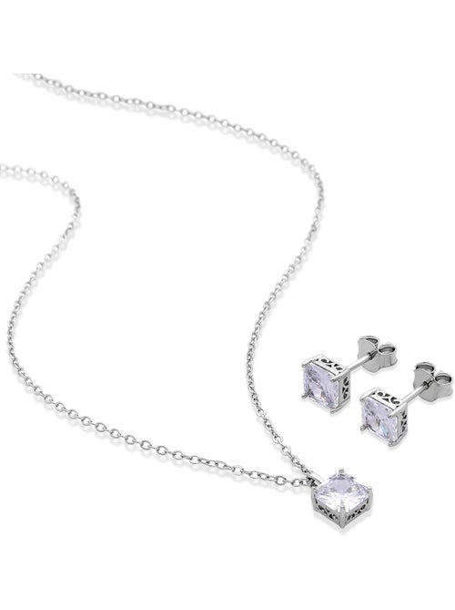 Ensembles en argent sterling 925 avec zircone brillante, finition rhodium - Jacue - Kiabi