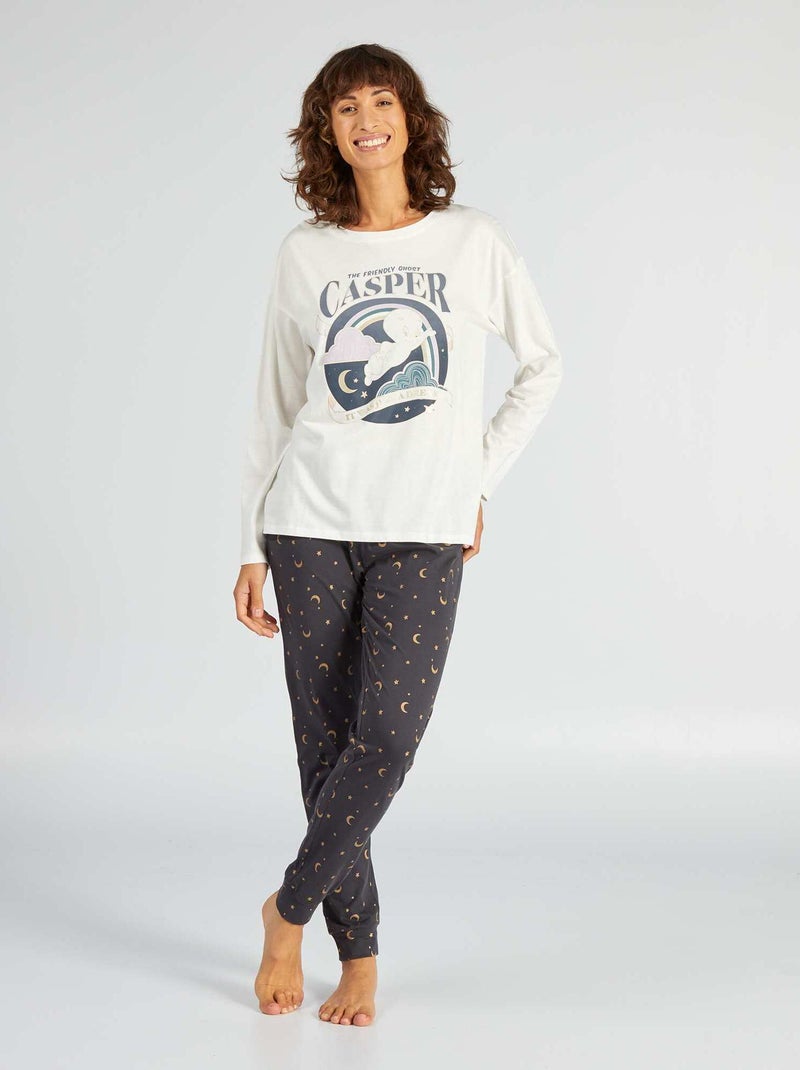 Ensemle pyjama 'Casper' - 2 pièces Blanc/marine - Kiabi