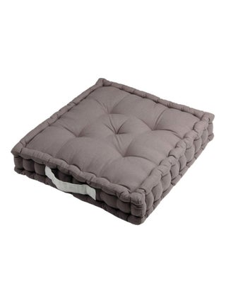 Epais coussin de sol en coton gris et perle uni