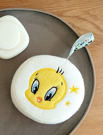 Éponge de Bain Brodée - LOONEY TUNES - Titi - Mousse Onctueuse Ultra-Douce Absorbante