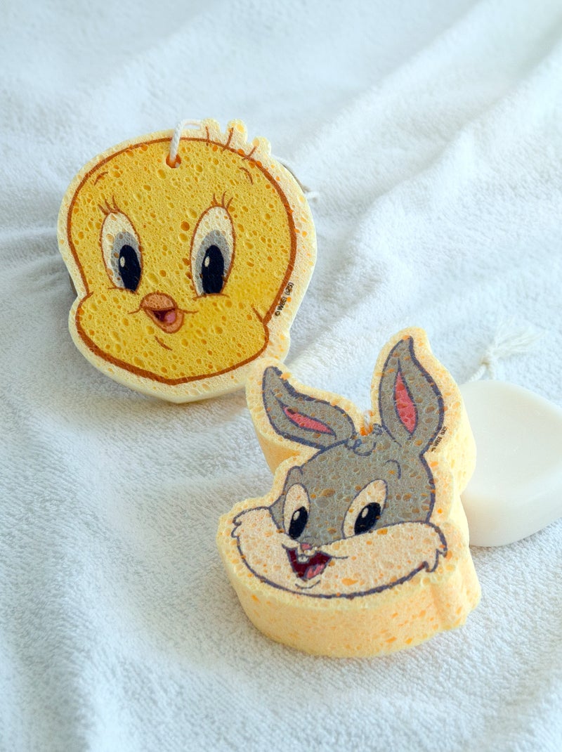 Éponge de Bain Forme en Cellulose - LOONEY TUNES - Bugs Bunny- Ultra - Douceur Corps Bébé Jaune - Kiabi