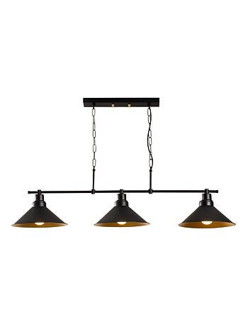 ERIKA Suspension industreille noire 3 ampoules