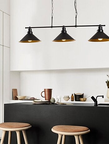 ERIKA Suspension industreille noire 3 ampoules