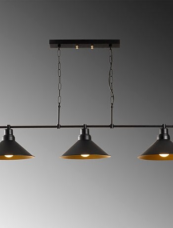 ERIKA Suspension industreille noire 3 ampoules