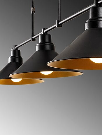 ERIKA Suspension industreille noire 3 ampoules